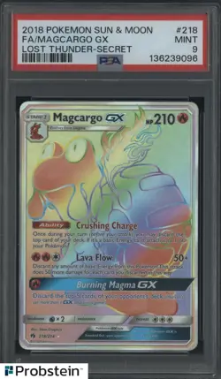 2018 POKEMON SUN & MOON #218 FA/MAGCARGO GX LOST THUNDER-SECRET PS A9 - Image 1