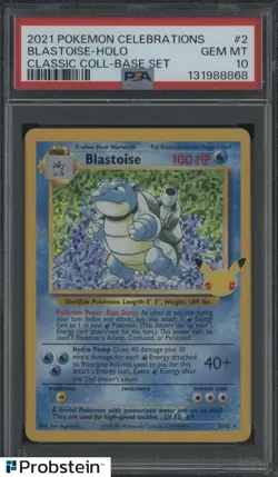 2021 POKEMON CELEBRATIONS #2 BLASTOISE-HOLO CLASSIC COLL-BASE SET PSA 10 - Image 1
