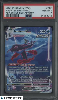 2021 POKEMON SWORD & SHIELD #266 FA/INTELEON VMAX FUSION STRIKE-SECRET PSA 10 - Image 1