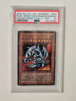 2002 YU-GI-OH! JPN DUELIST LEGACY VOLUME 1 #087 BLUE-EYES TOON DRAGON PSA 10 - Image 1