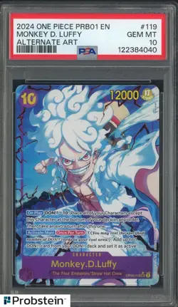 2024 One Piece PRB01 EN #119 Monkey D.Luffy Alternate Art PSA 10 GEM MINT - Image 1