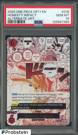2025 One Piece OP11 EN #018 Honesty Impact Alternate Art PSA 10 GEM MINT - Image 1