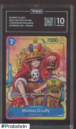 2024 One Piece Convention Promo #P-043 Monkey D. Luffy TAG Score 986 GEM MINT 10 - Image 1