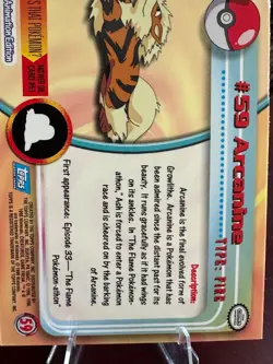 1999 Topps Pokemon TV Animation Edition Series 1 Holo #59 Arcanine - Image 5