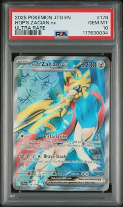 2025 HOP'S ZACIAN EX 176/159 POKEMON JTG JOURNEY TOGETHER ULTRA RARE PSA 10 - Image 1