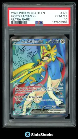 2025 POKEMON JOURNEY TOGETHER JTG EN #176/159 HOP'S ZACIAN EX ULTRA RARE PSA 10 - Image 1