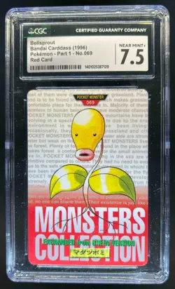 1996 Bandai Carddass Bellsprout Pokemon Part 1 Red Card #069 CGC 7.5 - Image 1
