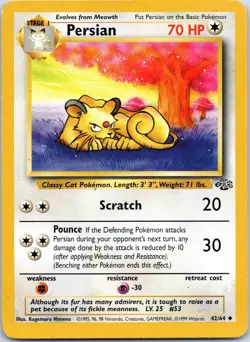 Pokemon TCG Persian 42/64 Jungle Uncommon card Unlimited - Image 1