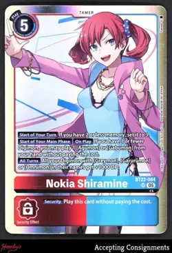 2025 Digimon Card Game Cyber Eden #BT22084 Nokia Shiramine SR - Image 1