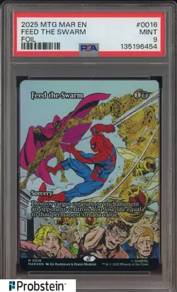 2025 MTG MARVEL'S SPIDER-MAN: SOURCE MATERIAL #0016 FEED THE SWARM FOIL PS 9 - Image 1