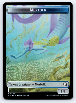 Merfolk | Worm FOIL - Double Sided Token - Lorwyn Eclipsed MTG - Image 1