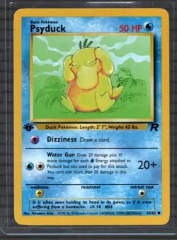 1st Edition Vintage Pokemon Card Psyduck Common Team Rocket 65/82 NM/LP - Image 1