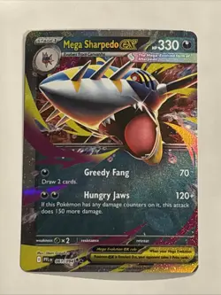 Mega Sharpedo ex 061/094 Pokemon ME02: Phantasmal Flames NM Error Cut - Image 1