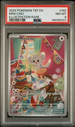 MINCCINO #182 PSA 8 2024 POKEMON TEF EN-TEMPORAL FORCES ILLUSTRATION RARE - Image 1