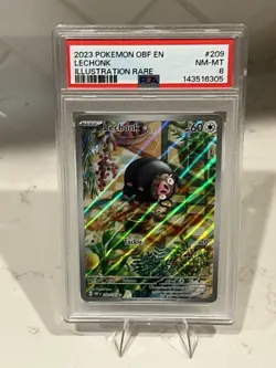 Pokemon TCG Lechonk Card Obsidian Flames Illustration Rare Holo 209/197 PSA 8 - Image 1