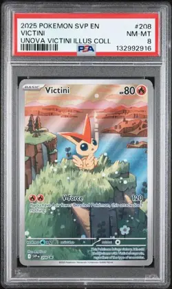 Victini 208 Illustration Rare Pokemon Unova Illustation Collection Promo PSA 8 - Image 1
