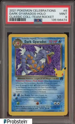 2021 POKEMON CELEBRATIONS CLASSIC COLL #8 DARK GYARADOS-HOLO TEAM ROCKET PSA 9 - Image 1