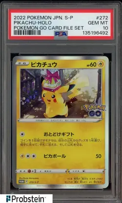 2022 POKEMON JAPANESE S PROMO #272 PIKACHU-HOLO POKEMON GO CARD FILE SET PSA 10 - Image 1