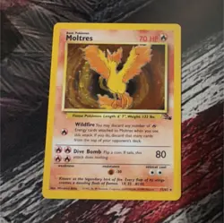 Pokemon TCG Moltres Fossil Holo Rare Unlimited Card 12/62 70 HP English 1999 - Image 1