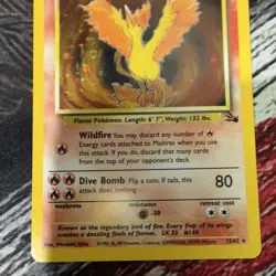 Pokemon TCG Moltres Fossil Holo Rare Unlimited Card 12/62 70 HP English 1999 - Image 3