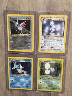 Pokemon TCG Neo Genesis 4 Card Holo Lot - Skarmory + Togetic + Kingdra +Jumpluff - Image 1