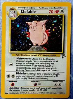 Clefable 5/130 SWIRL HOLO Base Set 2 VINTAGE Pokemon 2000 - Image 1