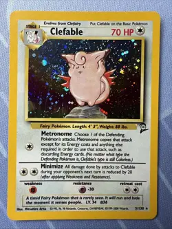 Clefable 5/130 SWIRL HOLO Base Set 2 VINTAGE Pokemon 2000 - Image 2