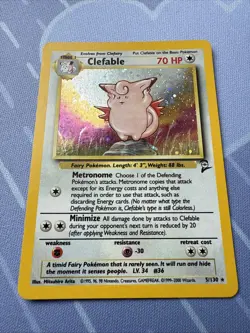Clefable 5/130 SWIRL HOLO Base Set 2 VINTAGE Pokemon 2000 - Image 3