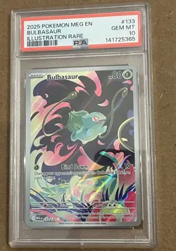 2025 Pokemon Mega Evolution Bulbasaur 133/132 Illustration Rare PSA 10 GEM MINT - Image 1