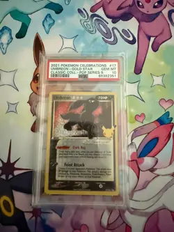 Pokemon Umbreon Gold Star 17/17 Celebrations Classic Collection Holo PSA 10 - Image 1