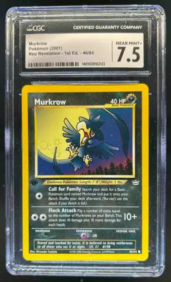 2001 Pokemon Neo Revelation 1st Edition Murkrow #46/64 CGC 7.5 - Image 1