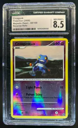 2008 Pokemon Diamond & Pearl Majestic Dawn Croagunk Reverse Holo #60/100 CGC 8.5 - Image 1