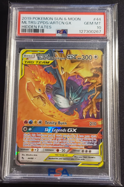 2019 POKEMON SUN & MOON HIDDEN FATES #44 MOLTRES & ZAPDOS & ARTICUNO GX PSA 10 - Image 1