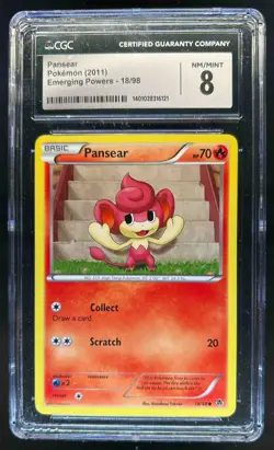 2011 Pokemon Black & White Emerging Powers Pansear #18/98 CGC 8 - Image 1
