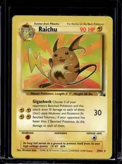 1999 Pokemon Fossil Raichu #29/62 - Image 1