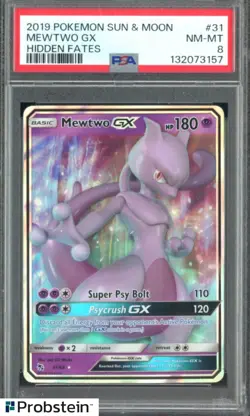 2019 POKEMON SUN & MOON HIDDEN FATES #31 MEWTWO GX HIDDEN FATES PSA 8 - Image 1
