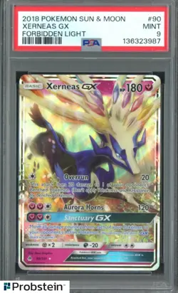 2018 POKEMON SUN & MOON FORBIDDEN LIGHT #90 XERNEAS GX FORBIDDEN LIGHT PSA 9 - Image 1