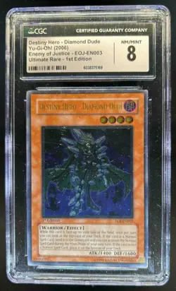 2006 Yu-Gi-Oh! 1st Edition Destiny HERO Diamond Dude Ult Rare EOJ-EN003 CGC 8 - Image 1