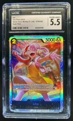 2023 One Piece Starter Deck Monkey D. Luffy Uta Super Rare #ST08-002 CGC 5.5 - Image 1