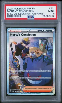 Morty's Conviction 211/162 Special Illustration Rare Pokemon PSA 9 *782 - Image 1