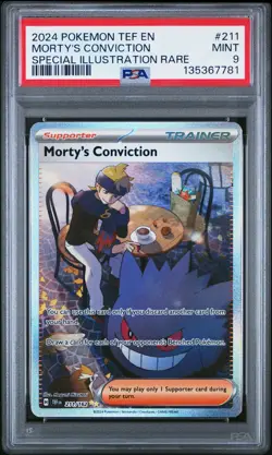 Morty's Conviction 211/162 Special Illustration Rare Pokemon PSA 9 *781 - Image 1