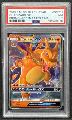 2019 Pokemon - Hidden Fates - Charizard GX - Black Star Promo - SM211 - PSA 7 - Image 1