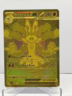 Pokemon TCG Mega Lucario EX TCG Card 188/132 Mega Evolutions Gold - Image 1