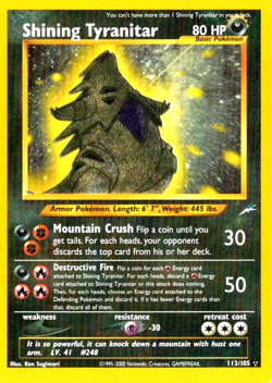 1995-2000 Ultra-Rare Shining Tyranitar 113/105 Neo Destiny (Secert Rare Card) - Image 1