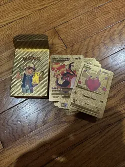 50 Card Pokemon Golden Card No Duplicates Fan Art Gold Set - Image 1