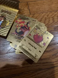 50 Card Pokemon Golden Card No Duplicates Fan Art Gold Set - Image 2