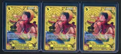 Lot (3) Monkey D Luffy ST13-015 SR Promo ONE PIECE Card Game 2nd Anniversary Set - Image 1
