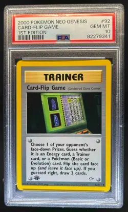 2000 Pokemon Neo Genesis 1st Edition Card-Flip Game #92/111 PSA 10 - Image 1