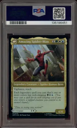 2025 MAGIC THE GATHERING MARVEL'S SPIDER-MAN #0010 PETER/AMAZING SM FOIL PSA 8 - Image 2