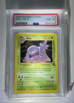 1999 POKEMON FOSSIL #13 MUK-HOLO PSA 8 - Image 1